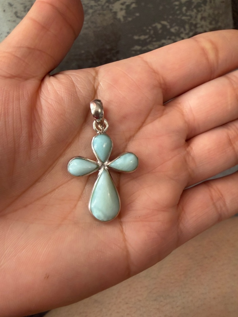 Authentic Larimar gemstone pendant In 925 silver